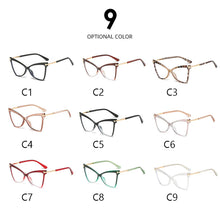 Load image into Gallery viewer, TR90 Cat Eyes Clear Sunglasses Frame UV400 2023 Stylish Women Lentes Opticos Para Mujer Blue Light Glasses