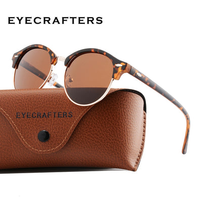 Tortoise Brown Polarized Round Sunglasses Mens Womens Club Round Driving Sunglasses Semi Rimless Eyewear Gafas De Sol