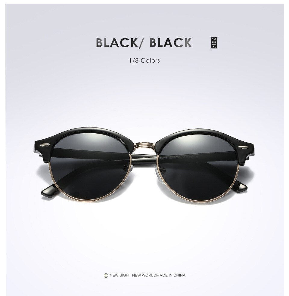 Tortoise Brown Polarized Round Sunglasses Mens Womens Club Round Driving Sunglasses Semi Rimless Eyewear Gafas De Sol