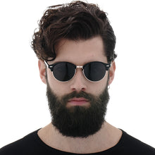 Load image into Gallery viewer, Tortoise Brown Polarized Round Sunglasses Mens Womens Club Round Driving Sunglasses Semi Rimless Eyewear Gafas De Sol