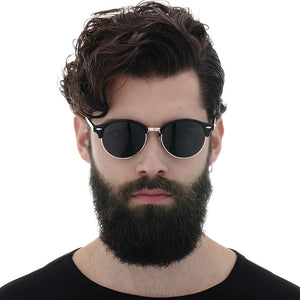 Tortoise Brown Polarized Round Sunglasses Mens Womens Club Round Driving Sunglasses Semi Rimless Eyewear Gafas De Sol