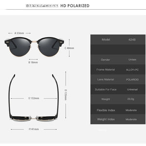 Tortoise Brown Polarized Round Sunglasses Mens Womens Club Round Driving Sunglasses Semi Rimless Eyewear Gafas De Sol