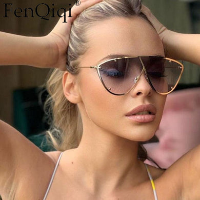 Trend Gradient Gold Frame Oversized Frame Sunglasses Uv400 Brand Designer Trend Products 2023 Women's Sunglasses