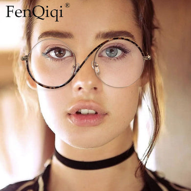 Trend Round Oversized Frame Glasses Uv400 Ladies Blu-ray Glasses Brand Designer Glasses Frame Ladies  Brand