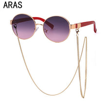 Load image into Gallery viewer, Woman Sunglasses Chain Trendy Retro Sunglasses Ladies Brand Glasses 2023 Classic Chain Vintage Round Frame Eyewear UV400