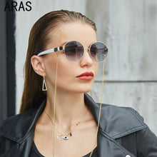 Load image into Gallery viewer, Woman Sunglasses Chain Trendy Retro Sunglasses Ladies Brand Glasses 2023 Classic Chain Vintage Round Frame Eyewear UV400
