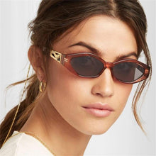Load image into Gallery viewer, Women Small Irregular Oval Cat Eye Sunglasses 2023 Vintage Gold Metal Leaping Panther Sun Glasses Men 90S Brand Shades