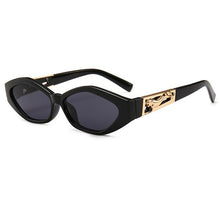 Load image into Gallery viewer, Women Small Irregular Oval Cat Eye Sunglasses 2023 Vintage Gold Metal Leaping Panther Sun Glasses Men 90S Brand Shades