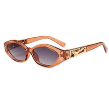 Load image into Gallery viewer, Women Small Irregular Oval Cat Eye Sunglasses 2023 Vintage Gold Metal Leaping Panther Sun Glasses Men 90S Brand Shades