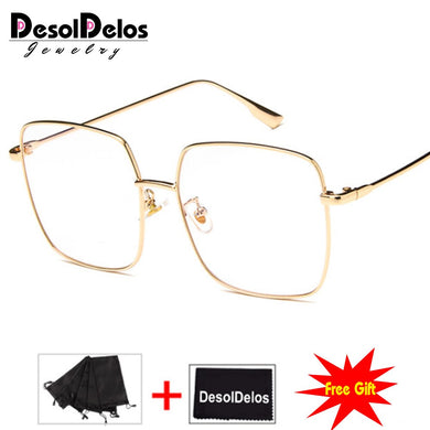 Luxury Women Square Eyeglasses Vintage Glasses Optical Frame Gold Metal Unisex Spectacles Clear Lens Glasses Blue Light Glasses