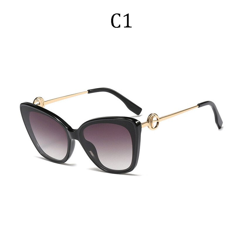 brand cat eye sunglasses gradient mirror sunglasses men and women metal frames   95210