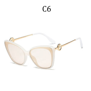 brand cat eye sunglasses gradient mirror sunglasses men and women metal frames   95210