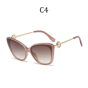 brand cat eye sunglasses gradient mirror sunglasses men and women metal frames   95210