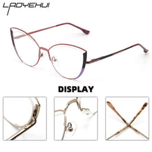 Carica l&#39;immagine nel visualizzatore di Gallery, brand design oval cat eye metal prescription eyeglasses frames diopters decorative clear fake glasses women
