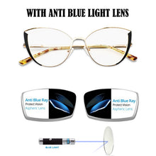 Carica l&#39;immagine nel visualizzatore di Gallery, brand design oval cat eye metal prescription eyeglasses frames diopters decorative clear fake glasses women