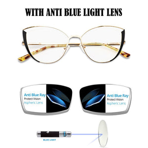 brand design oval cat eye metal prescription eyeglasses frames diopters decorative clear fake glasses women