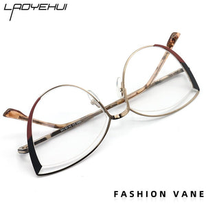 brand design oval cat eye metal prescription eyeglasses frames diopters decorative clear fake glasses women
