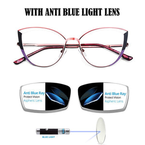 brand design oval cat eye metal prescription eyeglasses frames diopters decorative clear fake glasses women