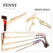 Load image into Gallery viewer, brand design oval cat eye metal prescription eyeglasses frames diopters decorative clear fake glasses women