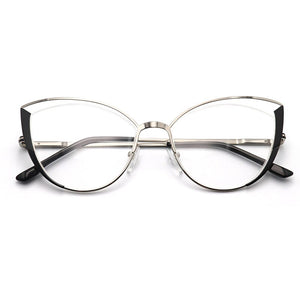 brand design oval cat eye metal prescription eyeglasses frames diopters decorative clear fake glasses women