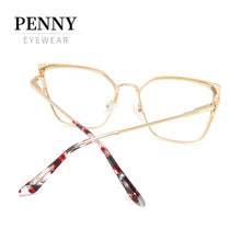 Load image into Gallery viewer, brand design oval cat eye metal prescription eyeglasses frames diopters decorative clear fake glasses women