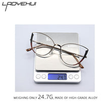Carica l&#39;immagine nel visualizzatore di Gallery, brand design oval cat eye metal prescription eyeglasses frames diopters decorative clear fake glasses women