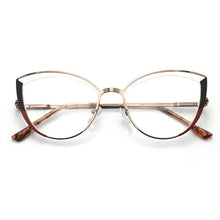Carica l&#39;immagine nel visualizzatore di Gallery, brand design oval cat eye metal prescription eyeglasses frames diopters decorative clear fake glasses women