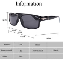 Load image into Gallery viewer, classic vintage steve 007 daniel craig style polarized sunglasses man driving brand design rectangle sunglasses  oculos