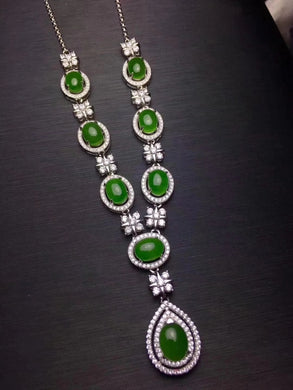 Gocce d'acqua di trifoglio di lusso Collana di diaspro verde naturale Collana con pendente in pietra preziosa naturale S925 Gioielli regalo per feste da donna 