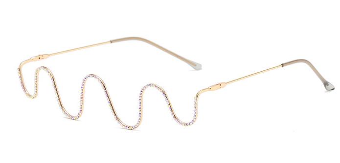 crystal Sunglasses women 2023 Diamnond Steampunk Metal wave Brand Onepiece Men sunglasses Gafas Glasses UV400