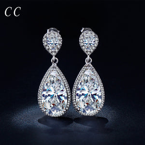 Luxury shiny AAA cubic zircon exaggerated drop water shaped stud earrings for women party wedding fashion jewelry gifts CCE040