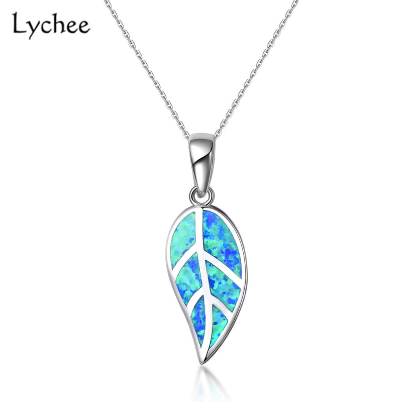 Collana con ciondolo in opale foglia Collana in argento sterling 925 per donna 925 Gioielli Gioielleria raffinata Gioielleria di moda 