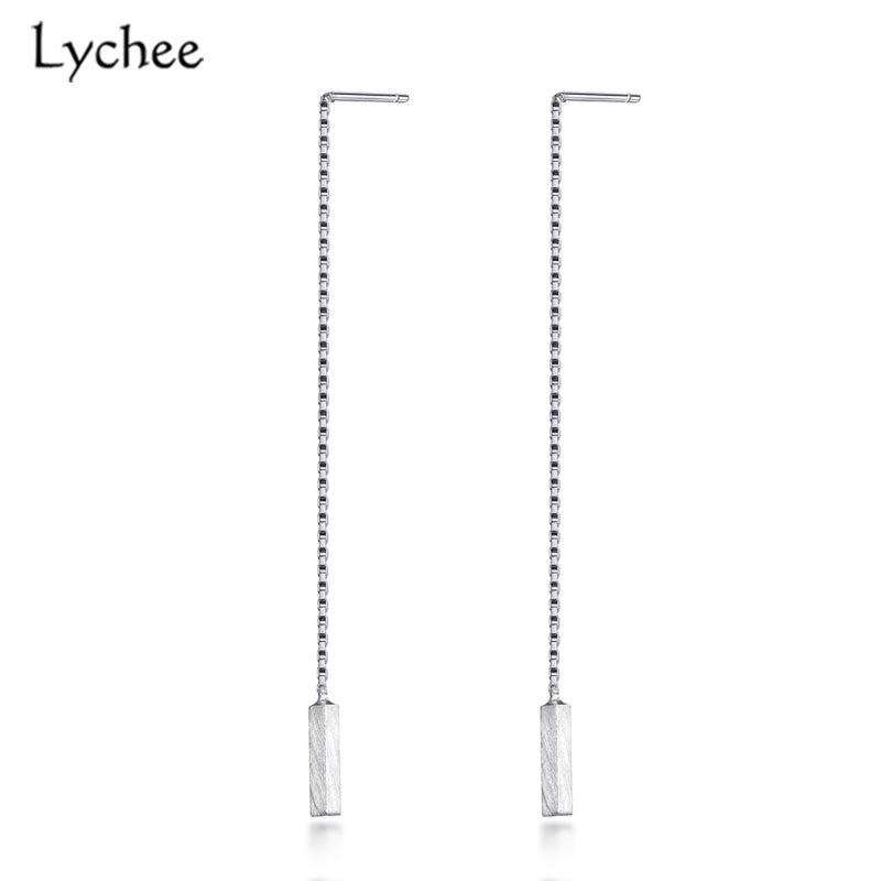 Romantic Long Strip Women Drop Earrings 925 Sterling Silver Simple Dangle Earrings Luxury Fine Jewelry Fashion Jewelry