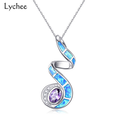 Spiral Eye Opal Pendant Necklace 925 Sterling Silver Necklace For Women Chain Silver 925 Jewelry Fine Jewelry Fashion
