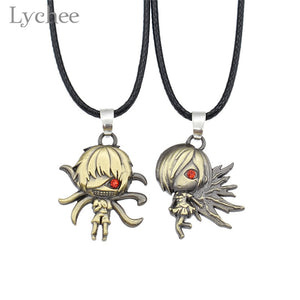 Trendy Alloy Anime Tokyo Ghoul Couple Necklace Red Crystal Eye Rope Chain Copper Color Lovers' Necklace Jewelry