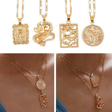 Bohemia Portrait Alloy Gold Coin Pendant Necklaces For Women Vintage Rose Fashion Long Necklace 2020 Jewelry Gifts