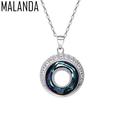 Brand 925 Sterling Silver Necklace Round Crystals From Swarovski Maxi Necklaces Pendants For Women Wedding Jewelry Gift
