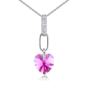 Fashion Heart Pendants Necklaces For Women Crystal From Swarovski Element Zircon Necklaces Wedding Jewelry Mother's Gift