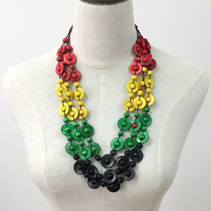 Bohemian Coconut shell Wood Bead Pendant Necklaces Women Ethnic Jewelry Handmade Beaded Hanging Long Necklace Statement
