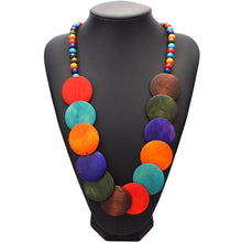 Load image into Gallery viewer, Fashion Jewelry Long Wood Beads Statement Necklace Bohemian Women Multicolor Big Beaded Pendant Necklace 2018