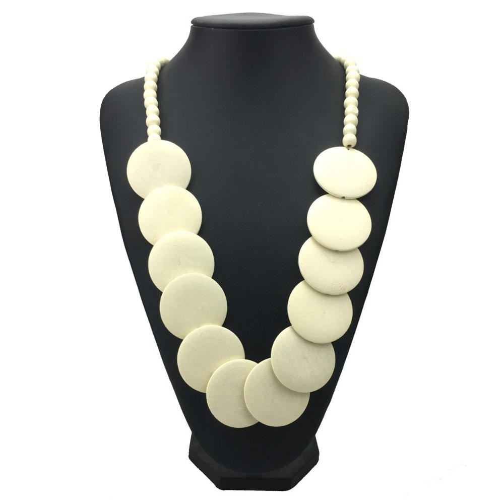 Fashion Jewelry Long Wood Beads Statement Necklace Bohemian Women Multicolor Big Beaded Pendant Necklace 2018