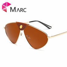 Carica l'immagine nel visualizzatore di Gallery, Decorazione in pelle MARC Occhiali da sole polarizzati al 100% Donna Marca Specchio Pilota Rivestimento Tonalità riflettenti Uomo UV400 Trendy 