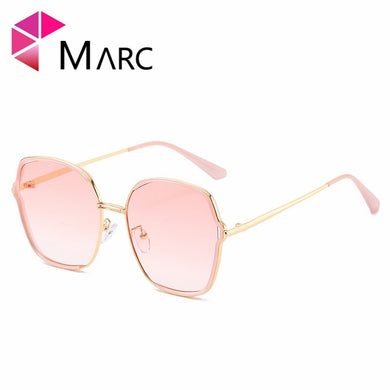 MARC NEW2023 Sunglasses Women Trendy design Oversized Mirror Shades Gradient lens Brown Pink Metal Frame designer Eyewear