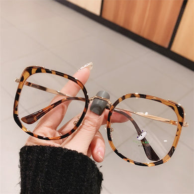 MAYTEN Oversized Square Women Glasses Frame Vintage Clear Anti-Blue-Ray Eyewear Men Optical Pink Frame Computer Goggle
