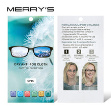 Load image into Gallery viewer, MERRY'S Anti Fog Wipes Glasses Cloth Microfiber Fabric Glasses Cleaner for Spectacles Lenses Camera Phone Screen Lens Cleaners