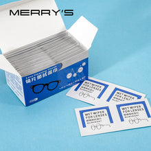 Load image into Gallery viewer, MERRY&#39;S Lens Cleaning Wipes Cleaning for Glasses Lenses Sunglasses Camera Lenses Cell Phone Laptop Lens Clothes 100ct Pack