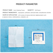 Load image into Gallery viewer, MERRY&#39;S Lens Cleaning Wipes Cleaning for Glasses Lenses Sunglasses Camera Lenses Cell Phone Laptop Lens Clothes 100ct Pack