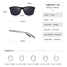 Load image into Gallery viewer, MERRYS Classic Men/Women Polarized Sunglasses Unisex Square Sunglasses For Driving Fishing UV400 S8286