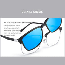 Load image into Gallery viewer, MERRYS DESIGN 2 In 1 Magnet Polarized Clip Glasses Frame For Men Women Optical Clip Glasses Square Semi-Rimless Eyeglasses S2319