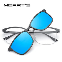Load image into Gallery viewer, MERRYS DESIGN 2 In 1 Magnet Polarized Clip Glasses Frame For Men Women Optical Clip Glasses Square Semi-Rimless Eyeglasses S2319